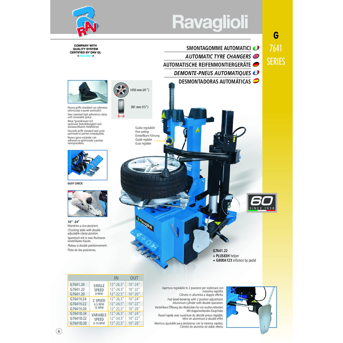 Automatic tyre changer G7641IV.22 Ravaglioli