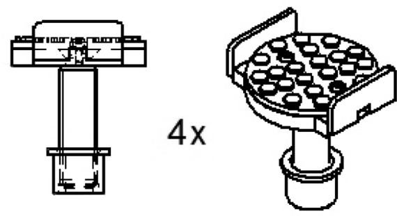Supporti per presa telaio | regolabile | codolo Ø 45 mm | 1 set / 4 pezzi