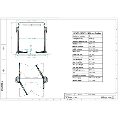 2 post lift KPX55LIKTA TD 0473 0704 0 02  