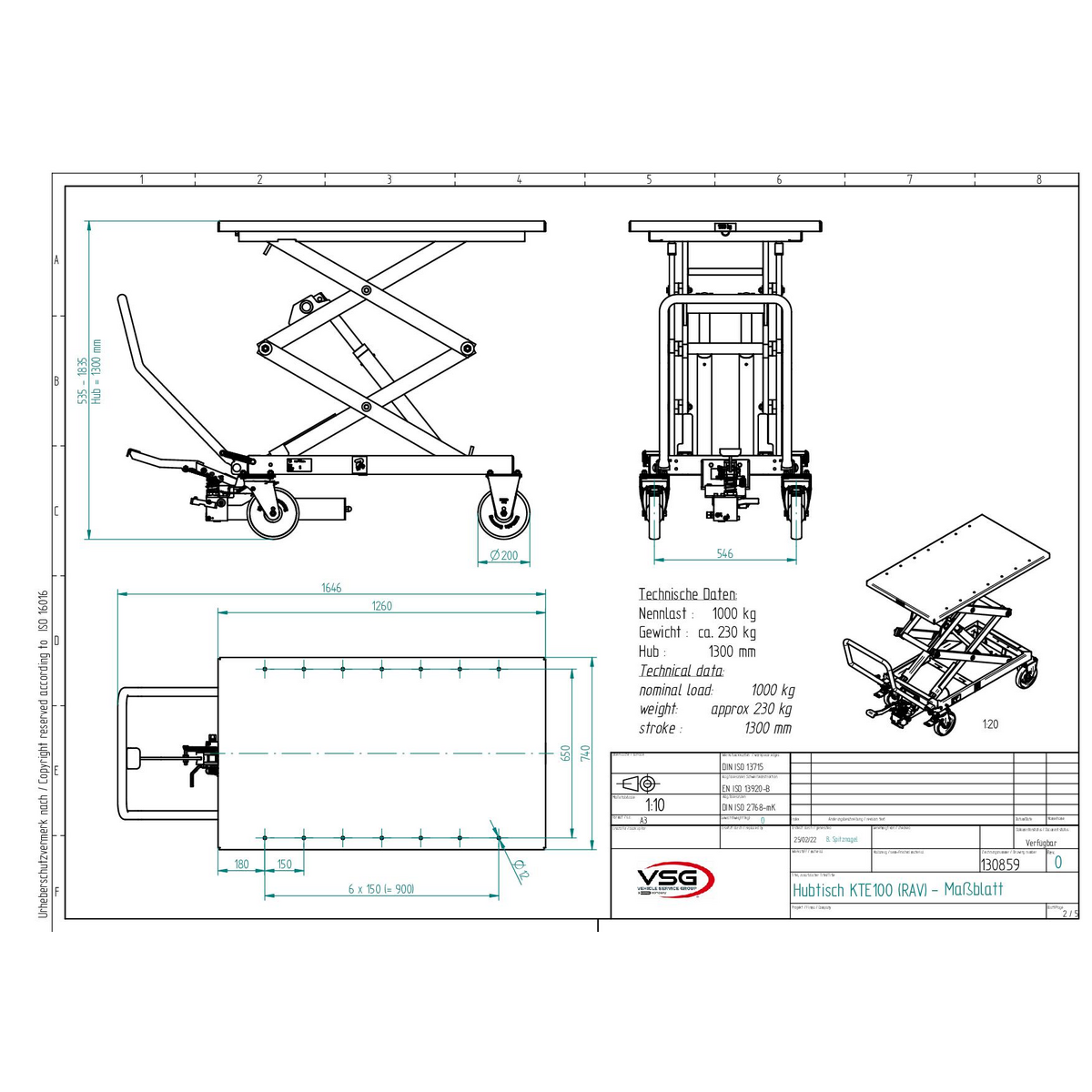 Lifting table KTE100 Ravaglioli