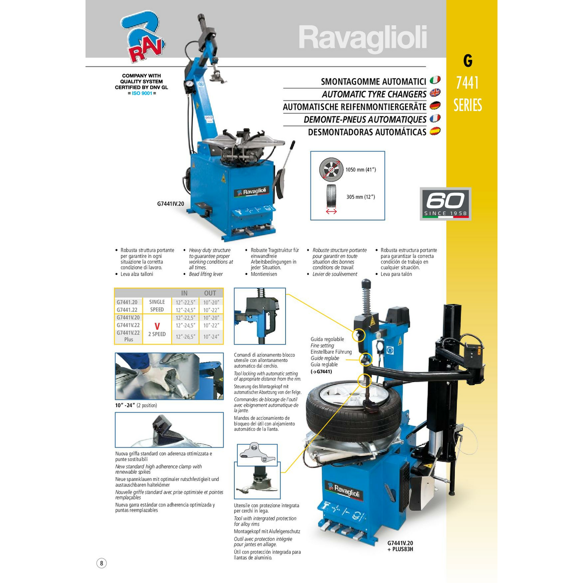 Automatic tyre changer G7441V.22 Ravaglioli
