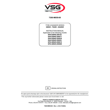 Tyre changer RAVG8945 SPAG8945 SP 7300 M058 00 VSG rev00  