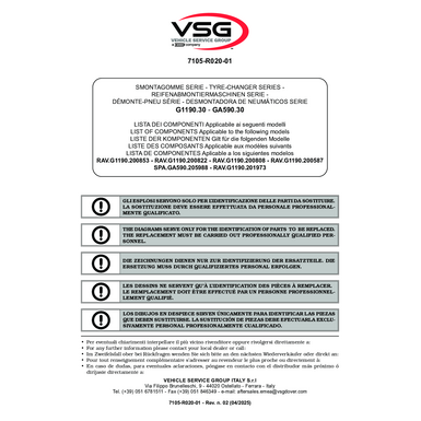 Tyre changers RAVG1190 SPAGA590 SP 7105 R020 01 VSG rev02 multi 