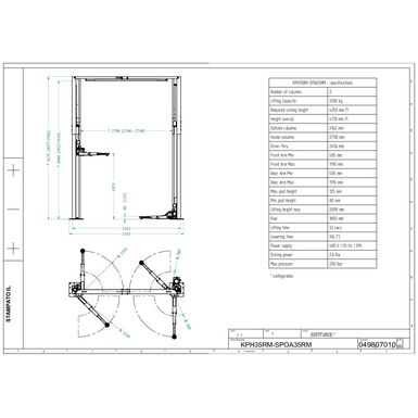 2 post lifts KPH35RM SPOA35RM TD 049807010 2024 