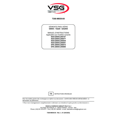 Tyre changer RAVG8945 SPAG8945 SP 7300 M058 00 VSG rev01  