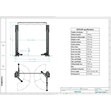 2 Post Lifts KPX32P TD 047307231 