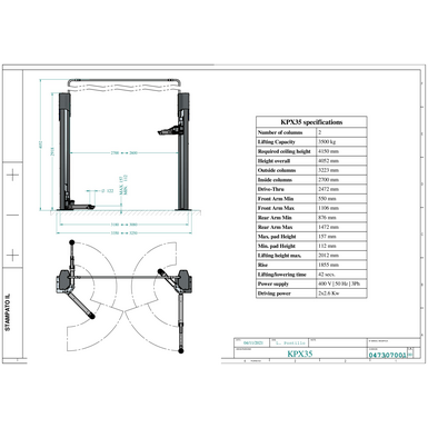 2 Post Lifts KPX35 TD 047307001 2021 