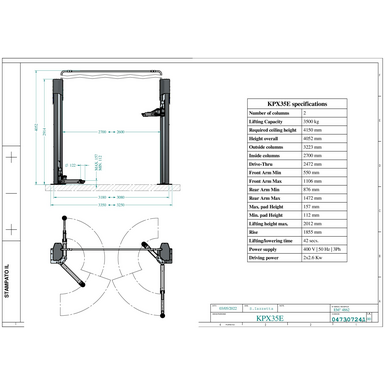 2 Post Lifts KPX35E TD 047307241 
