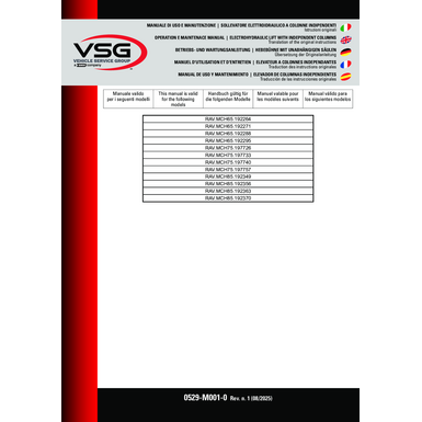 Mobile Column Lifts Alpha Series MCH65 MCH75 MCH85 IM 0529 M001 0 Rev1 multi