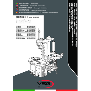 Tyre Changers ROTTS45 RAVSG45 IM 7301 M002 00 VSG rev00 MULTI 2025 