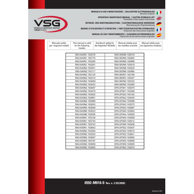 Scissor Lifts RAV640N 650N RAV650N RAV660N SPASF641 SPASF642 SPASF643 SPASF644 SPASF645 SPASF646 SPASF652 SPASF655 SPASF656 SPASF662 IM 0592 M016 0 rev2 MULTI 