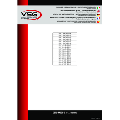 Double Scissor Lifts RAV518NL SF518 RAV535 SF535 OM 0579 M230 0 Rev2 MULTI 