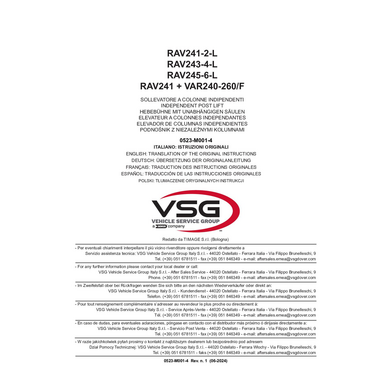 MOBILE COLUMN LIFTS RAV241 RAV242 RAV243 RAV244 RAV245 RAV246 L VAR 240 0523 M001 4 REV1 MULTI IM OM 