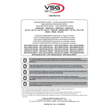 Wheel Balancers LIBRAK240 LIBRAK345 LIBRAK338 LIBRAK328 G2114 G2116 G2120 G2121 T2020 2D WB430 EASY G2124 GTL2120 ER238 ER448 ERL240 SP 1296 R027 02 multi