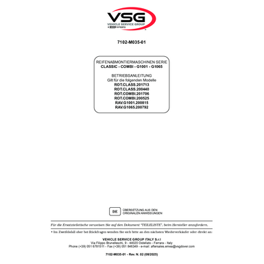 Tyre changer ROTCLASS COMBI RAVG1001 G1065 IM 7102 M035 01 VSG rev02 DE