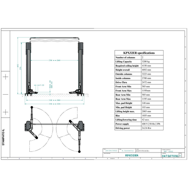 2 Post Lift KPX32ER TD 0473 00